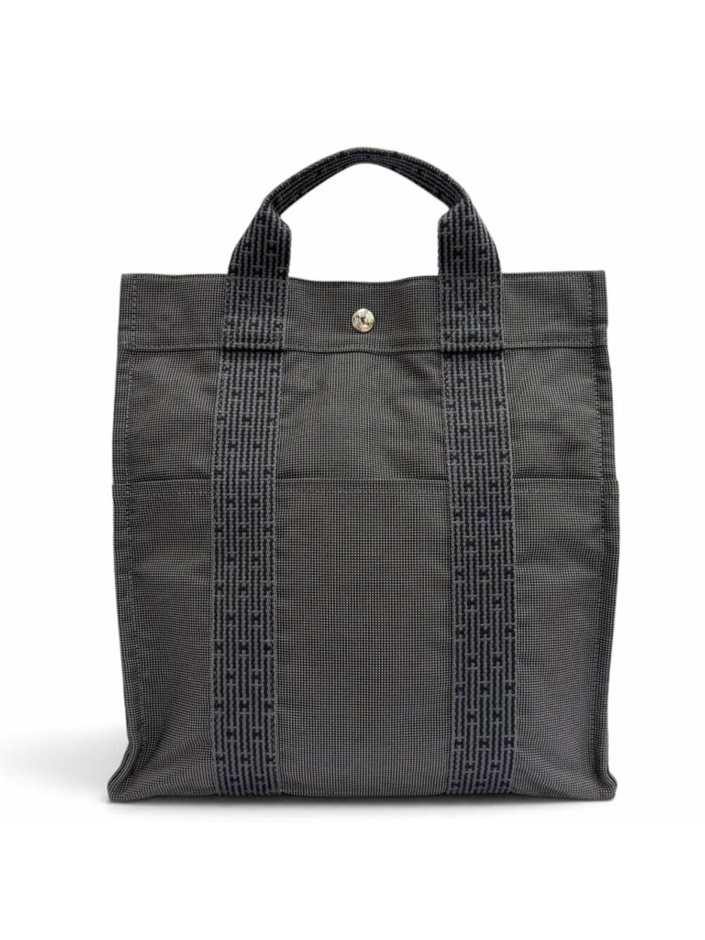 Hermes Herline a Dos MM Sellier Buttons 2-Way Canvas Backpack Gray